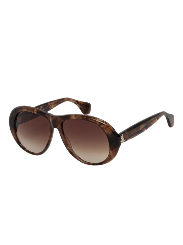 Vivienne Westwood Zonnebril met rond montuur en schildpadschild design - Bruin