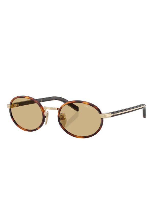 Prada Eyewear Zonnebril met rond montuur en schildpadschild design - Bruin