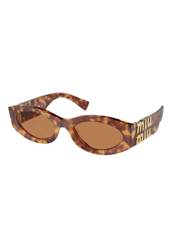 Miu Miu Eyewear Zonnebril met ovalen montuur en schildpadschild effect - Bruin