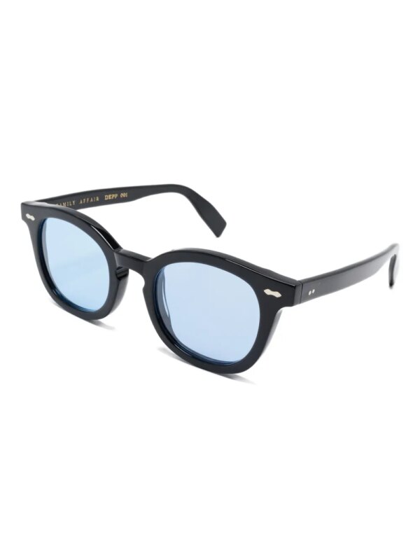 Family Affair Depp zonnebril met rond montuur - Zwart