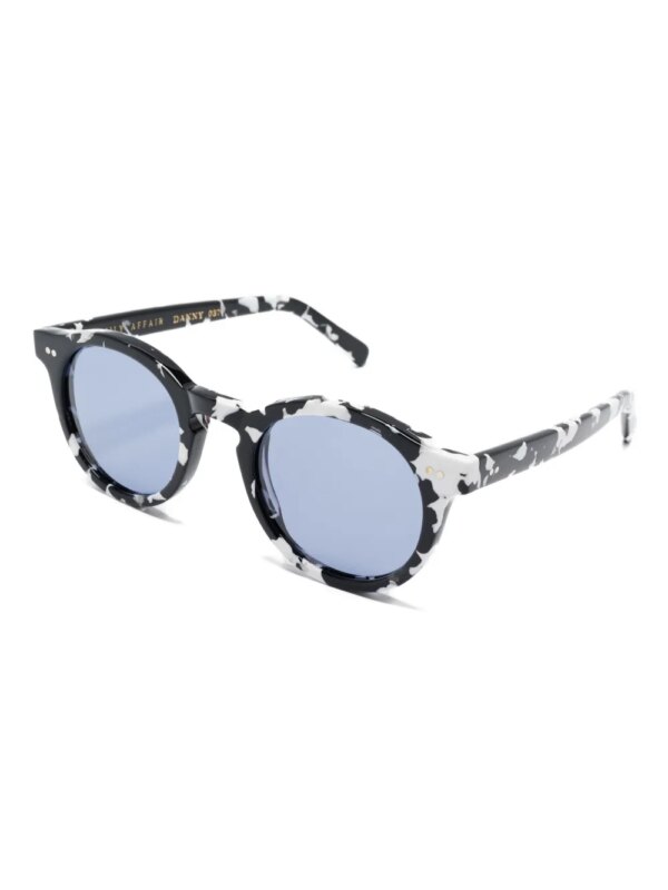 Family Affair Zonnebril met rond montuur en marmer patroon - Zwart
