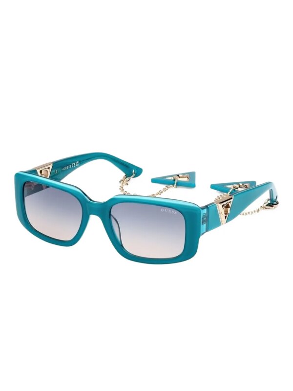 GUESS EYEWEAR Zonnebril met vierkant montuur en ketting detail - Blauw