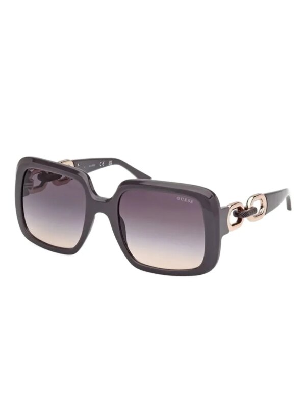 GUESS EYEWEAR Zonnebril met vierkant montuur en ketting detail - Zwart