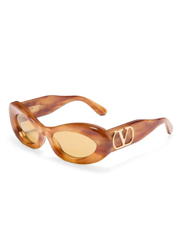 VALENTINO GARAVANI EYEWEAR Zonnebril met ovalen montuur - Bruin