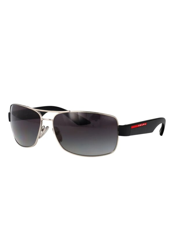 Prada Linea Rossa Zonnebril met metalen rechthoekig montuur - Zwart