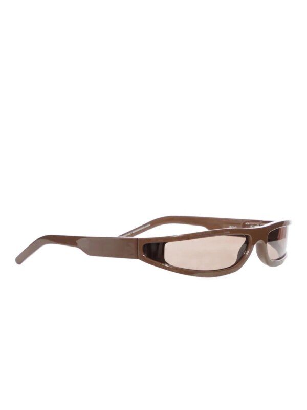 Rick Owens Zonnebril met gewelfde tempel en rechthoekig montuur - 0404 BROWN