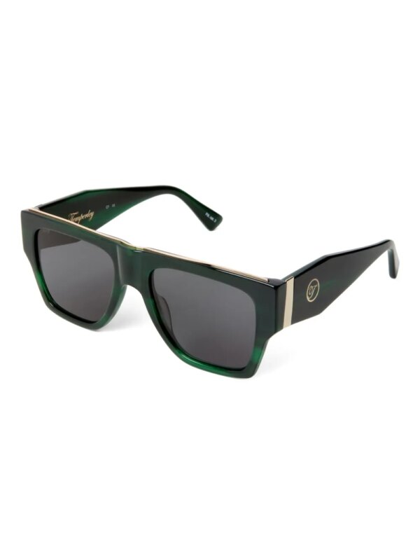 Temperley London The Joan zonnebril met rechthoekig montuur - Groen