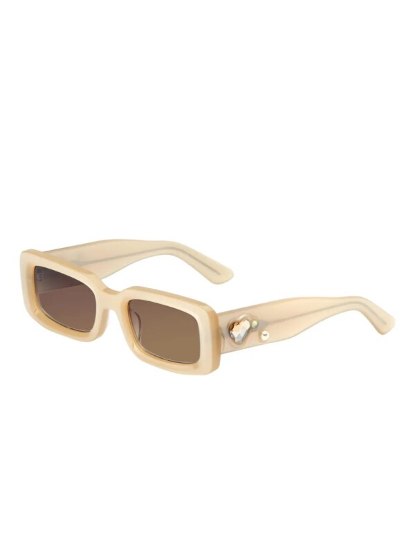 akila x Verve x Soto zonnebril met rechthoekig montuur en kristallen - Beige