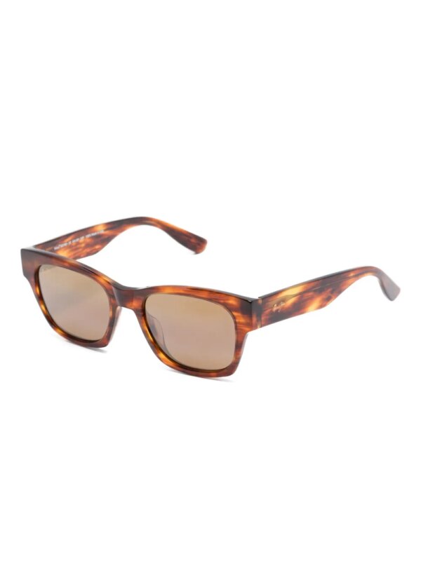 Maui Jim Zonnebril met rechthoekig montuur en schildpadschild design - Bruin