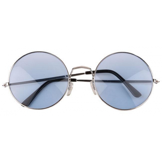 Faram Party zonnebril - Hippie Flower Power Sixties - grote XL ronde glazen - blauw