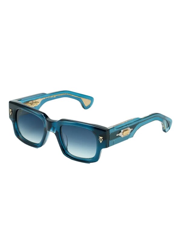 T Henri Eyewear Dusenberg zonnebril met rechthoekig montuur en diamantdetail - Blauw