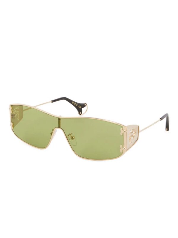 PUCCI Zonnebril met shield montuur en uitgesneden logo - Goud