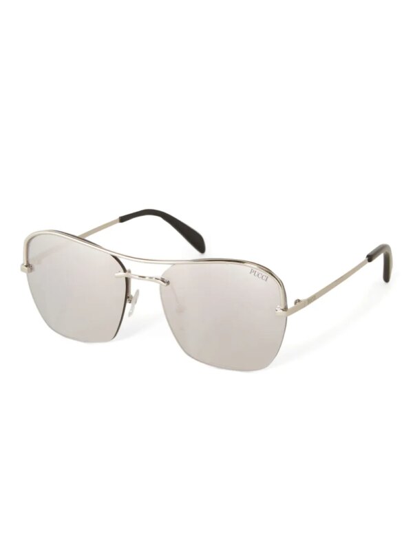 PUCCI Zonnebril met vierkant montuur en spiegelende glazen - Zilver
