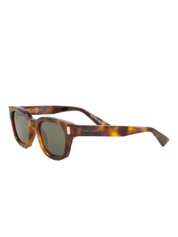 Saint Laurent SL 838 zonnebril met rechthoekig montuur van gerecycled acetaat - Bruin