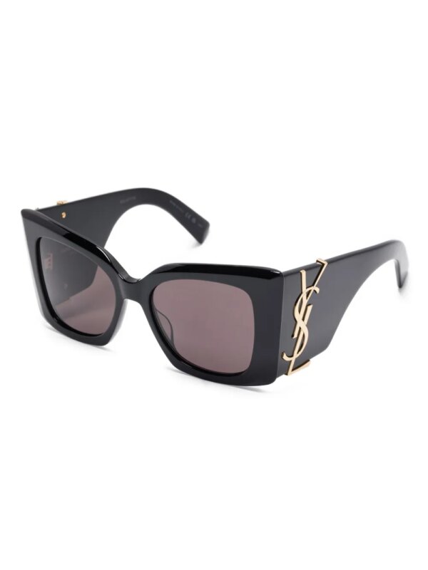 Saint Laurent Pre-Owned Blaze zonnebril met cat-eye montuur en logoplakkaat - Zwart