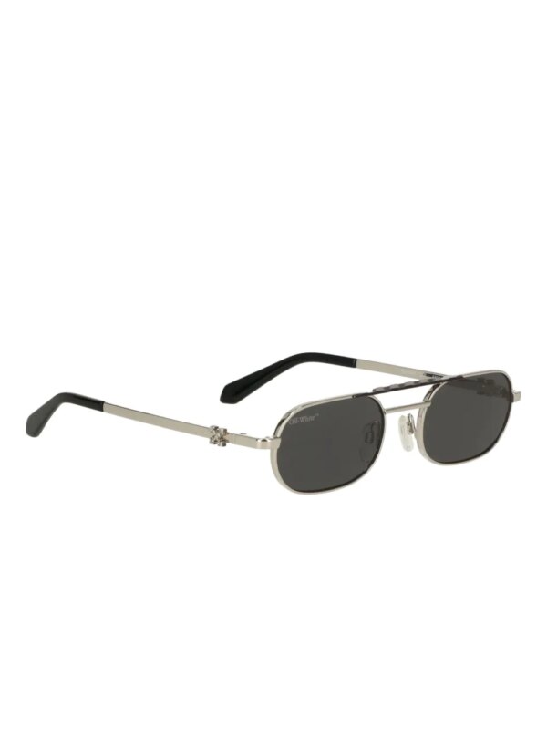 Off-White Eyewear Zonnebril met rond montuur en dubbele brug - Zilver