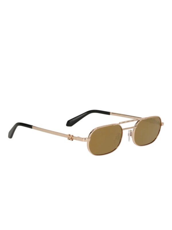 Off-White Zonnebril met dubbele neusbrug en ovalen montuur - Beige