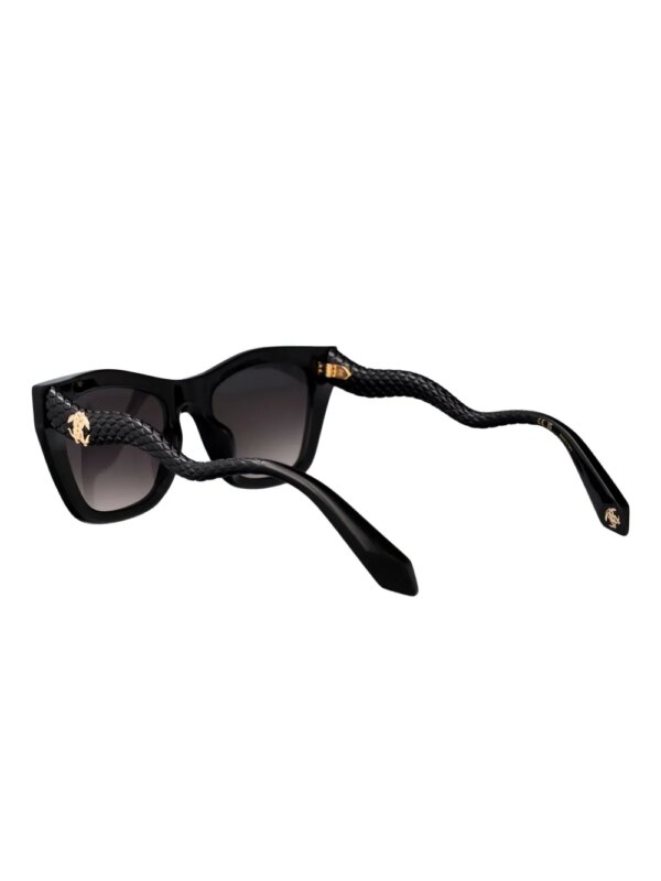 Roberto Cavalli Zonnebril met cat-eye montuur en slangendetail - Zwart