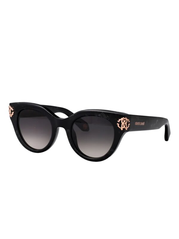 Roberto Cavalli Zonnebril met cat-eye montuur en logoplakkaat - Zwart