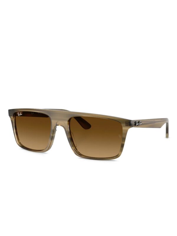 Ray-Ban Zonnebril met gestreept patroon en vierkant montuur - Bruin