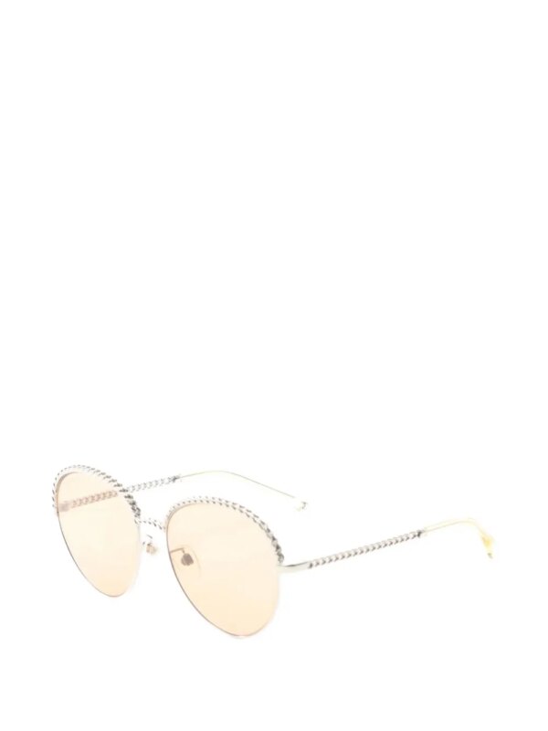 CHANEL Pre-Owned 1986-1988 zonnebril met rond montuur en kettingdetail - Zilver