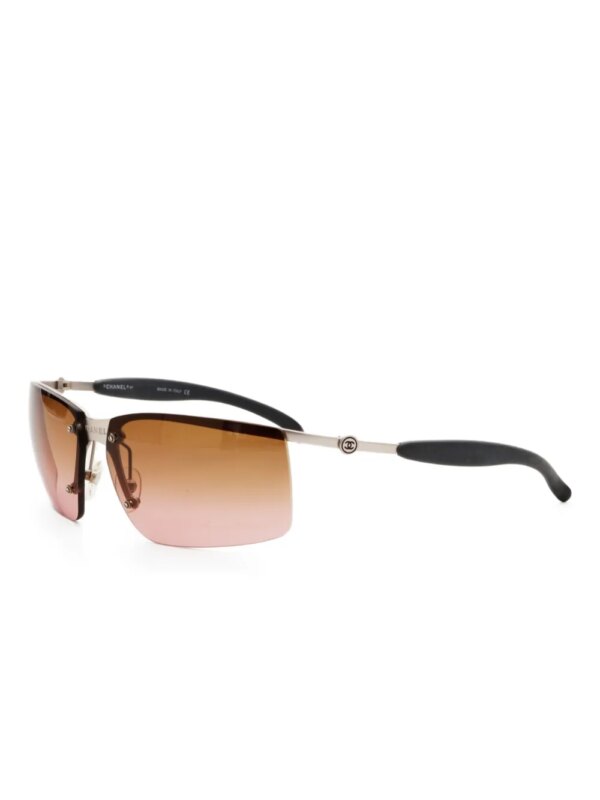 CHANEL Pre-Owned 2000s zonnebril met rechthoekig montuur - Zwart
