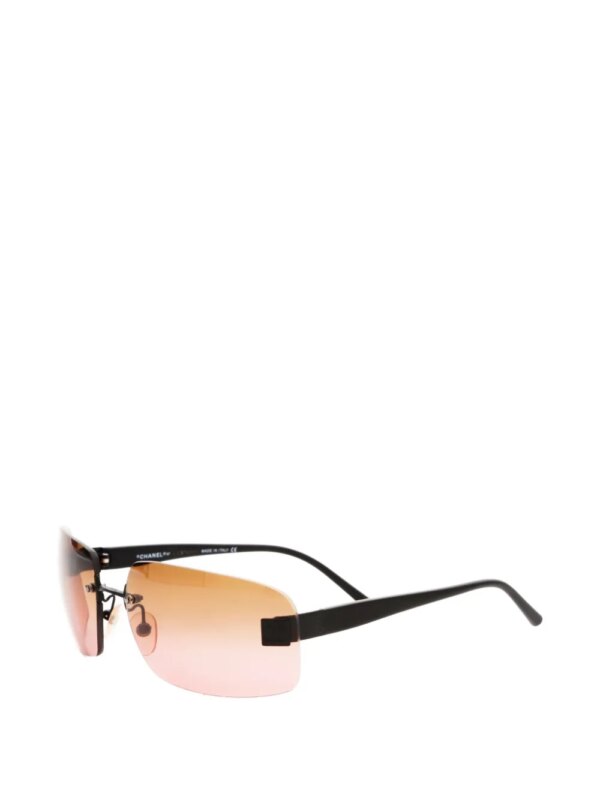 CHANEL Pre-Owned 2000s zonnebril met rechthoekig montuur - Zwart