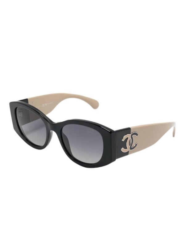 CHANEL Pre-Owned Zonnebril met rechthoekig montuur - Beige