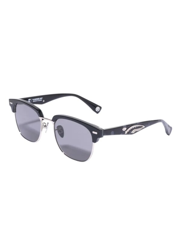 A BATHING APE® Zonnebril met vierkant montuur en tempeldetail - Zwart