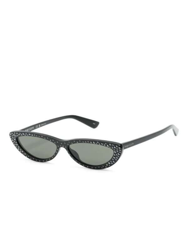 Alexander McQueen Eyewear Zonnebril met cat-eye montuur en kristallen - Zwart