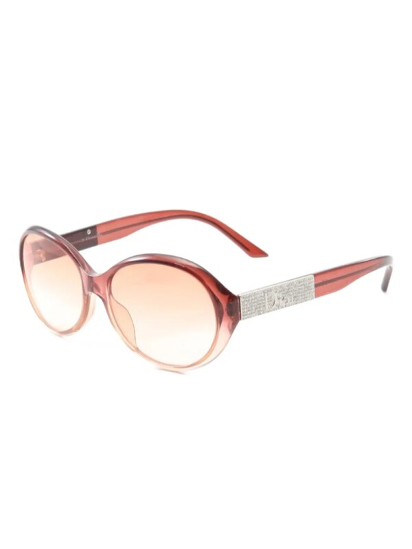 Christian Dior Pre-Owned 2010s zonnebril met ovalen montuur en stras - Rood