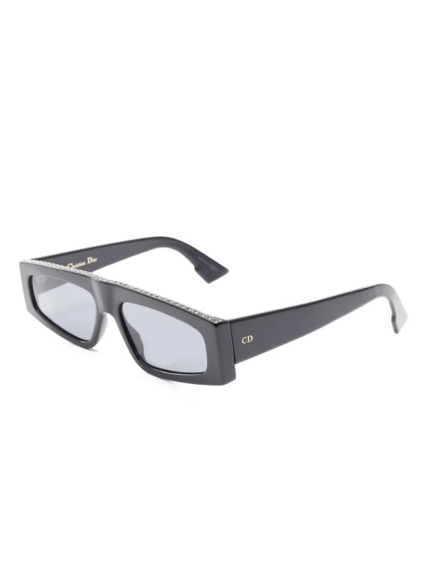 Christian Dior Pre-Owned 2010s zonnebril met rechthoekig montuur en stras - Zwart