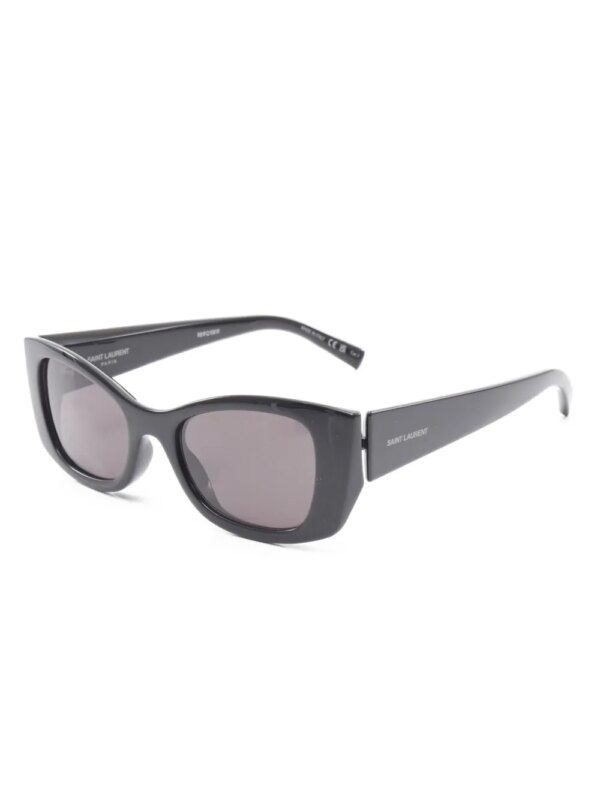 Saint Laurent Pre-Owned 2020s zonnebril met rechthoekig montuur en getinte glazen - Zwart