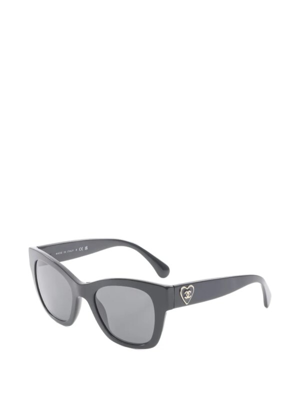 CHANEL Pre-Owned 1986-1988 zonnebril met hartlogo - Zwart
