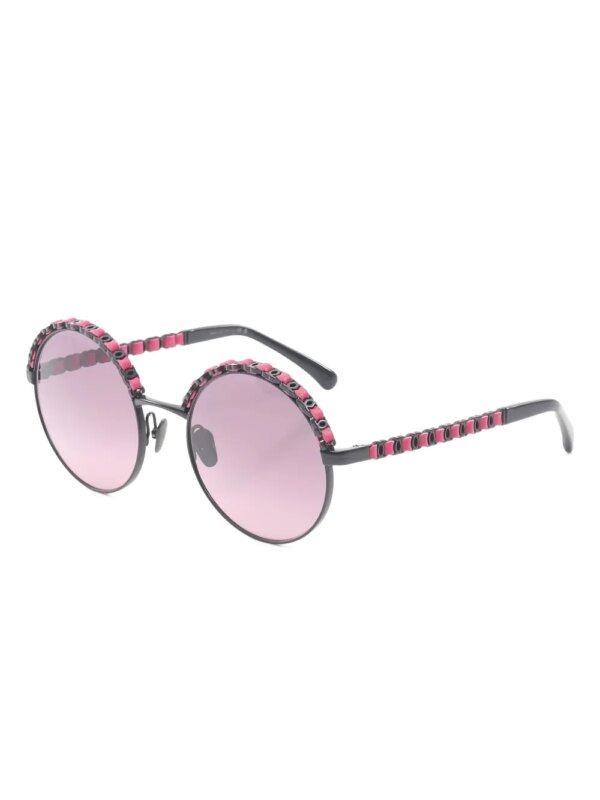 CHANEL Pre-Owned 1980 zonnebril met rond montuur - Zwart