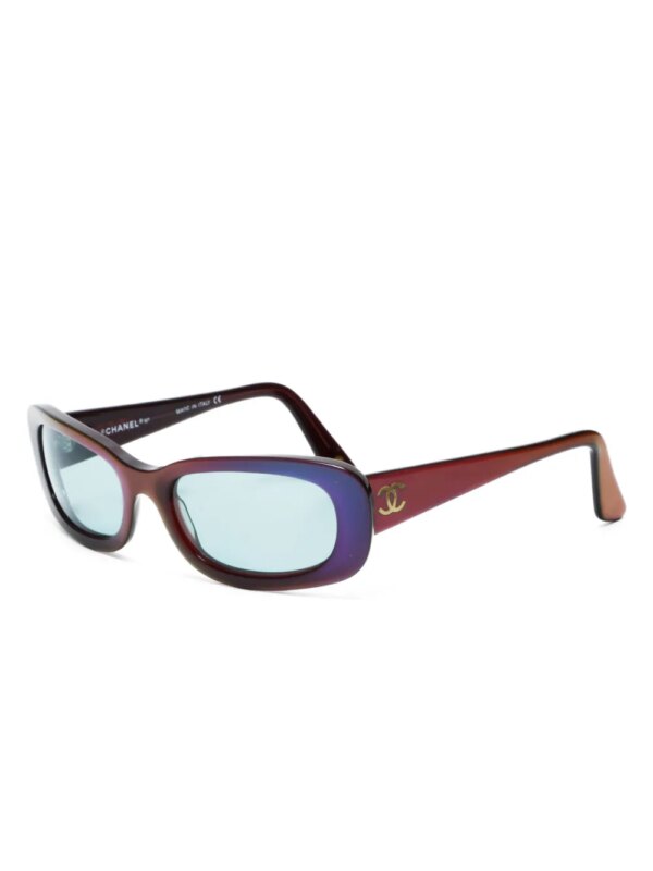 CHANEL Pre-Owned 2000s zonnebril met rechthoekig montuur en CC-logo - Blauw