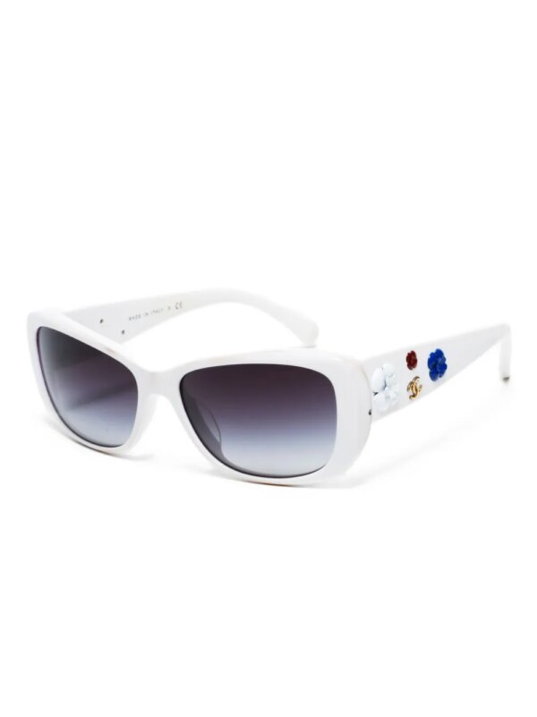 CHANEL Pre-Owned 2000s Camellia zonnebril - Wit