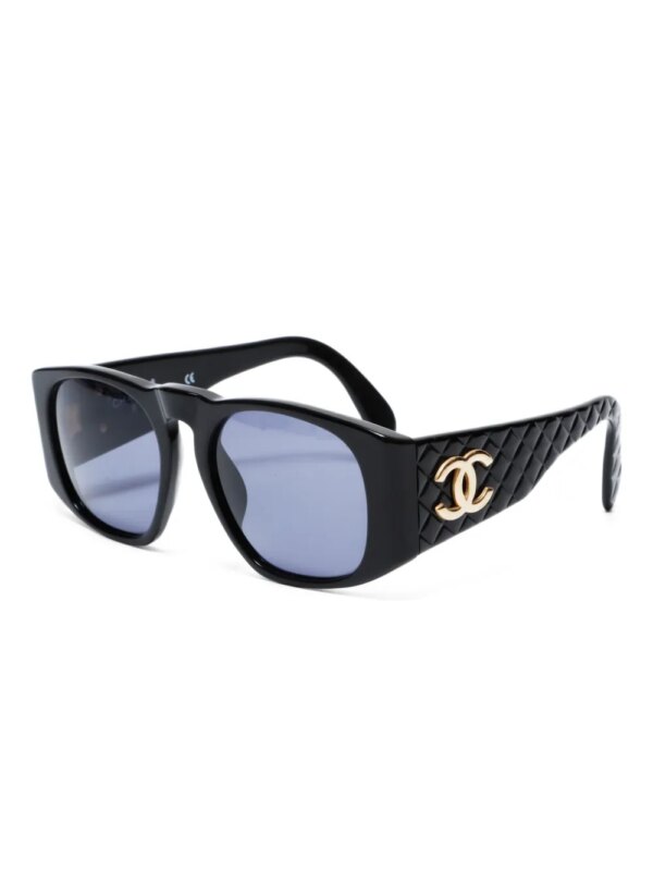 CHANEL Pre-Owned 1990-200s zonnebril met vierkant montuur - Zwart