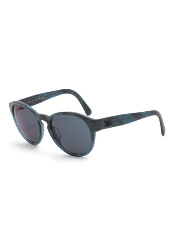 CHANEL Pre-Owned 2000s zonnebril met rond montuur - Blauw