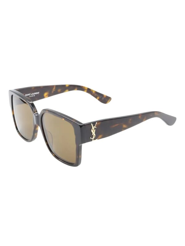 Saint Laurent Pre-Owned 2020s zonnebril met geometrisch montuur - Bruin