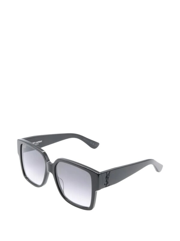 Saint Laurent Pre-Owned 2020s zonnebril met logoplakkaat en vierkant montuur - Zwart