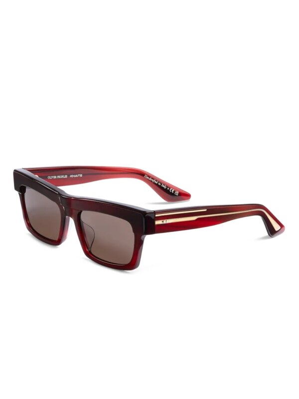 KHAITE x Oliver Peoples Zonnebril met rechthoekig montuur - Rood