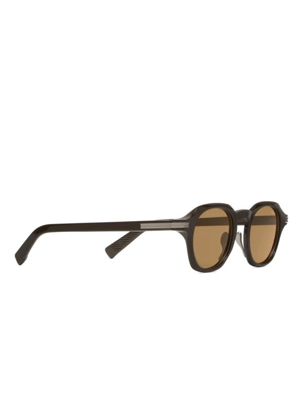 Zegna Zonnebril met rond montuur - Bruin