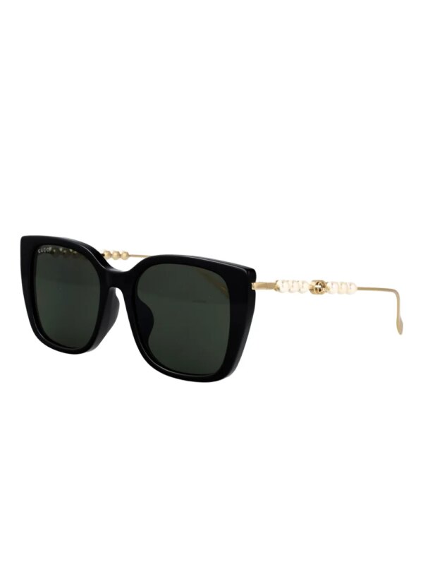 Gucci Eyewear Zonnebril met vierkant montuur verfraaid met parels - Zwart