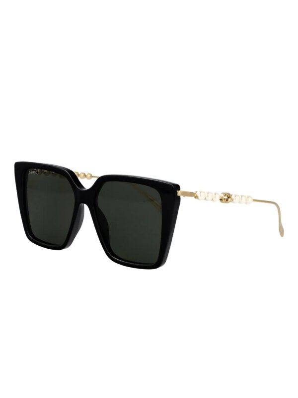 Gucci Eyewear Zonnebril met vierkant montuur verfraaid met parels - Zwart