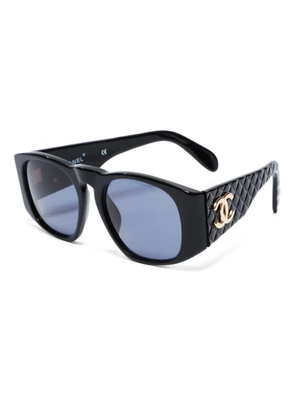 CHANEL Pre-Owned 1990-2000s CC Mark matelassé zonnebril - Zwart