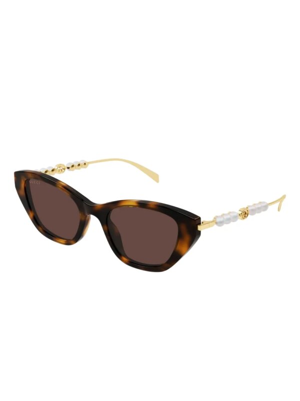 Gucci Eyewear GG1968S zonnebril met cat-eye montuur en parels - Bruin