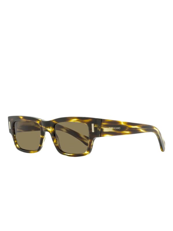Ferragamo Eyewear Zonnebril met rechthoekig montuur - Bruin