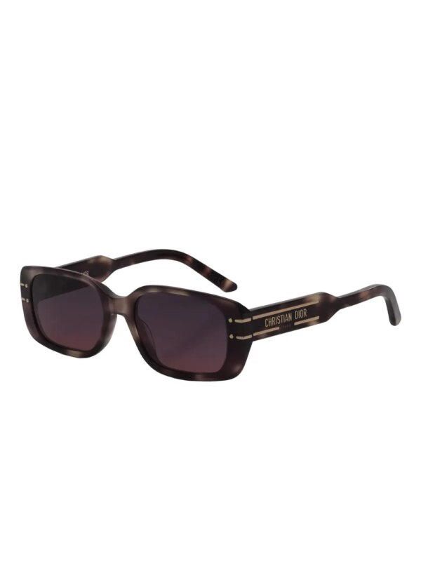 Christian Dior Pre-Owned 2020s S12I zonnebril met rechthoekig montuur - Bruin