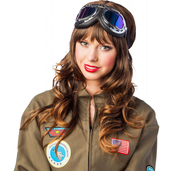 Carnaval verkleed set Piloot - bril met spiegelglazen - volwassen